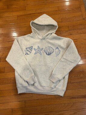 Seashell Hoodie - Gray with Blue details - XS